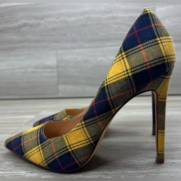 Lilania Lulus Plaid Spike Pump Point Toe Heels Womens Size 7.5 - Picture 12 of 12